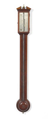 Lot 1226 - A Mahogany Inlaid Stick Barometer, signed Negretti & Zambra, London, circa 1880, with broken arched