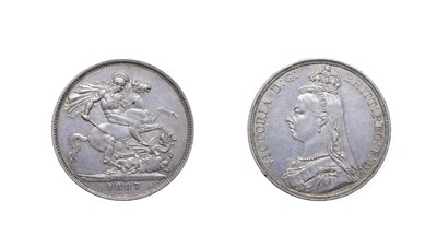 Lot 4159 - Victoria, 1887 Crown. Obv: Jubilee bust left. Rev: St. George and the dragon, 1887 in exergue....