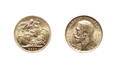 Lot 4170 - George V, 1911C Sovereign. Ottawa mint, Canada. Obv: Bare head left. Rev: St. George and the...