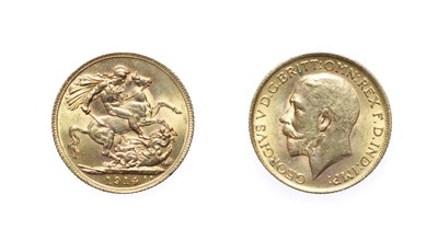 Lot 4175 - George V, 1914 Sovereign. Obv: Bare head head facing left. Rev:  George and the dragon, 1890...