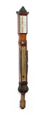 Lot 1228 - A Rosewood Stick Barometer with Combined Sympiesometer, signed Gray, late Gray & Kean, Strand,...