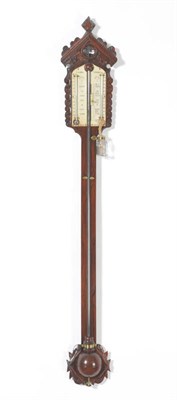 Lot 1229 - A Rare Rosewood Wet and Dry Stick Barometer/Thermometer, signed W Cooke, Keighley, circa 1870,...