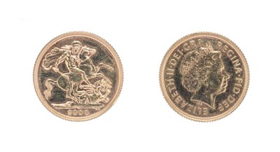 Lot 4195 - Elizabeth II, 2000 Sovereign. Obv: Fourth portrait right. Rev: St. George and the dragon, 2000...