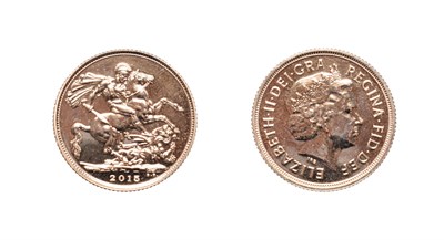 Lot 4207 - Elizabeth II, 2015 Sovereign. Obv: Fourth bust right. Rev: St. George and the dragon, 2015 in...
