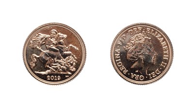 Lot 4217 - Elizabeth II, 2019 Sovereign. Obv: Fifth bust right. Rev: St. George and the dragon, 2019 in...