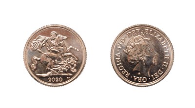 Lot 4219 - Elizabeth II, 2020 Sovereign. Obv: Fifth bust right. Rev: St. George and the dragon, 2020 in...