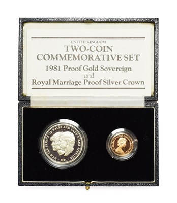 Lot 4223 - UK Two-Coin Proof Set 1981 commemorating the marriage of the Prince of Wales & Lady Diana Spencer &