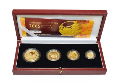 Lot 4236 - Elizabeth II, 4-Coin Gold Proof Britannia Collection 2005 comprising: £100 (1oz fine gold),...