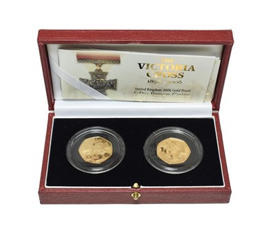 Lot 4239 - Elizabeth II, 2-Coin Set of Gold Proof 50p Coins 2006 commemorating the 150th anniversary of...