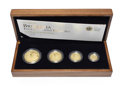 Lot 4241 - Elizabeth II, 4-Coin Gold Proof Britannia Collection 2009 comprising: £100 (1oz fine gold),...