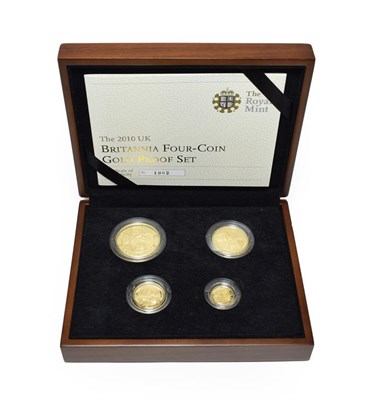 Lot 4243 - Elizabeth II, 4-Coin Gold Proof Britannia Collection 2010 comprising: £100 (1oz fine gold),...
