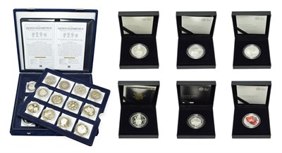 Lot 4252 - A Collection of 30 x UK Crowns x £5 Coins, all sterling silver proof except 1953 & comprising: 5 x