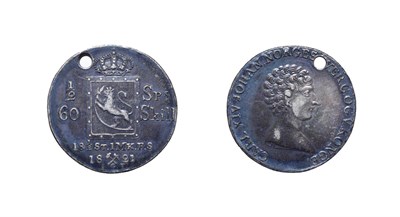 Lot 4257 - Norway, Carl XIV Johann, 1821 Silver Half Speciedaler. Obv: Bare head facing right. Rev:...