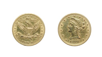Lot 4260 - USA, Philadelphia mint, 1900 10 dollars. Obv: Head of Lady Liberty left. Rev: Eagle. Very Fine.