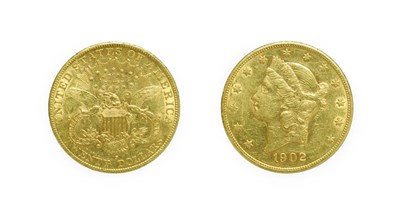 Lot 4261 - USA, San Francisco mint, 1902 20 dollars. Obv: Head of Lady Liberty left, 1902 below. Rev: Eagle, S