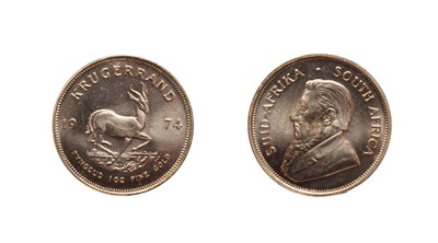 Lot 4269 - South Africa, 1974 Krugerrand. 1 oz. fine gold (.999). Obv: Bust of Paul Kruger left. Rev:...