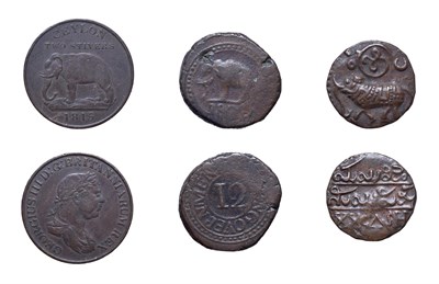 Lot 4282 - 3 x Copper Coins Depicting Elephants consisting of: Ceylon, George III, 1815 two stivers. Obv:...