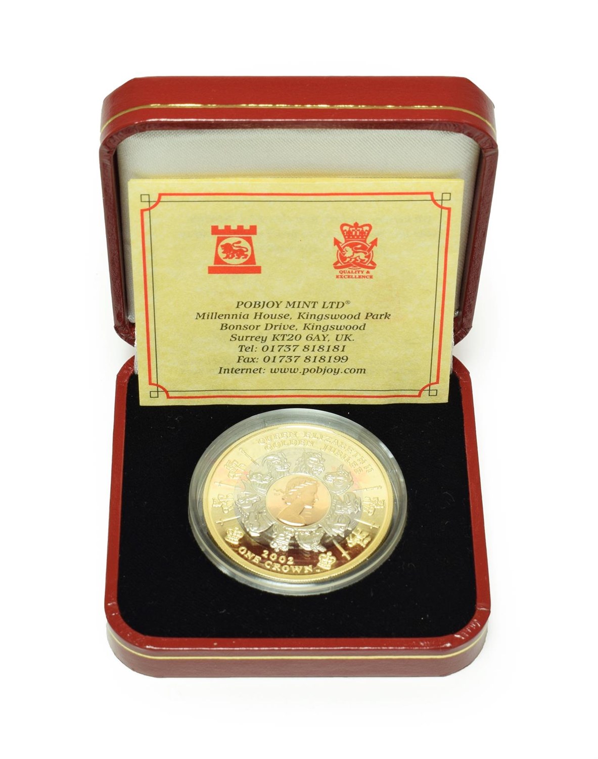 Lot 4286 - Isle of Man, Proof Tri-Gold Crown 2002, struck by the Pobjoy Mint to commemorate the Queen's Golden