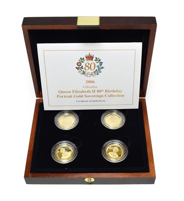 Lot 4291 - Gibraltar, 4-Coin Gold Proof Sovereign Collection 2006, commemorating the Queen's 80th birthday...