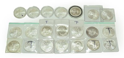 Lot 4309 - A Collection of 21 x USA Silver 'Liberty' Dollars. 1 oz. of .999 silver, consisting of 1989,...