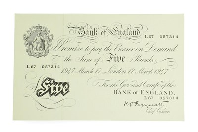 Lot 4328 - Great Britain, Five Pound Note. 17/03/1947. Bank of England ''white note'' in superb condition....