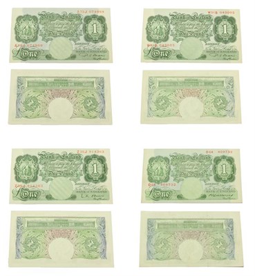 Lot 4329 - 4 x Great Britain One Pound Notes. 1948 - 1960. Deep green on blue underprint. Obv: Seated...