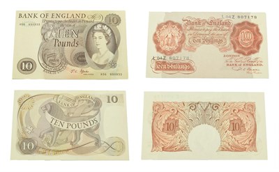 Lot 4330 - 2 x Great Britain Uncirculated Notes consisting of: 10 Shilling Note. 1948 - 1960. Brown -deep...