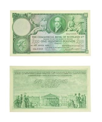 Lot 4331 - Scotland, Commercial Bank of Scotland Ltd. One Hundred Pound Note. Edinburgh, 03/01/1951. Green...