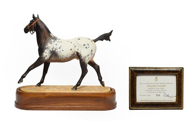Lot 208 - Royal Worcester 'Appaloosa Stallion' ''Imboden's Driftwood Bob'', model No. RW3869 by Doris...