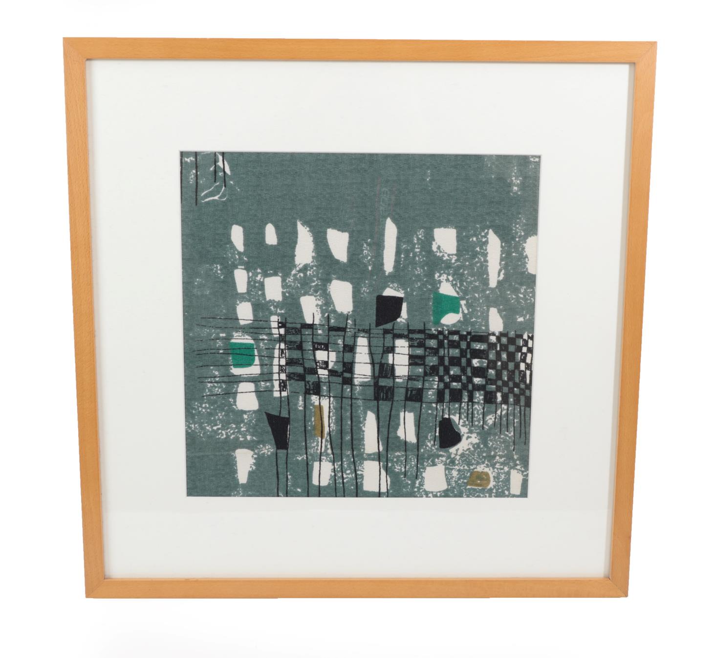 Lot 6011 - Circa 1960 Lucienne Day Fabric Sample 'Quatro' Pattern, framed, 53cm by 53cm
