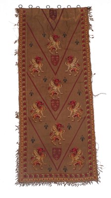 Lot 6024 - Possibly French 19th Century Armorial Wall Hanging, with printed and woven wool decoration...
