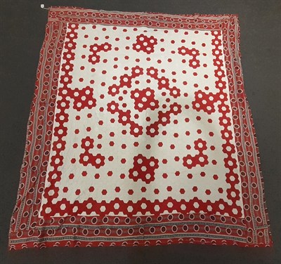 Lot 6040 - Late 19th Century Red and White Hexagonal Patchwork Quilt, within a red, black and white...