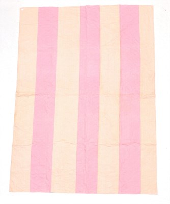 Lot 6043 - Mid 19th Century Strippy Quilt, comprising alternating strips of orange and pink sprigged...