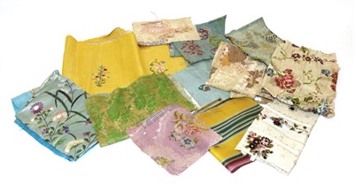 Lot 6052 - Assorted 18th Century and Later Silk Fabric Remnants, including a yellow silk fragment...