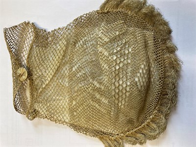 Lot 6069 - An Early 19th Century Coconut Fibre Reticule, of bellied shape with flap closure with button...