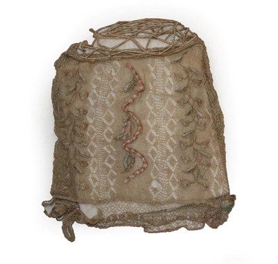 Lot 6072 - 18th Century Pineapple Fibre Knitted Workbag, woven with a diamond vertical design and...
