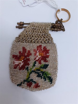 Lot 6077 - Assorted 19th Century Decorative Small Purses, comprising a  cream, green and pink floral woven...
