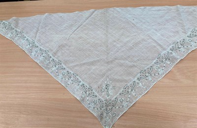 Lot 6086 - Assorted 18th Century and Later Embroidery and Lace, including a muslin panel hand worked with...