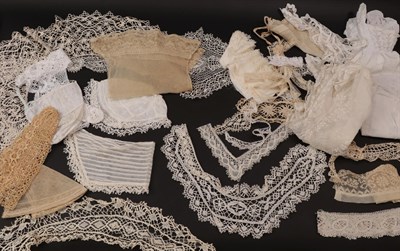 Lot 6093 - Assorted Late 19th Century/Early 20th Century Lace and Embroidery comprising baby cotton robe, pair