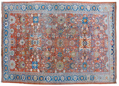 Lot 1256 - Good Sultanabad Carpet The terracotta field with an allover design of angular vines and large...