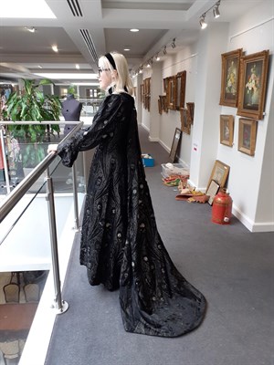 Lot 6119 - Circa 1870/1880 Aesthetic Movement Black Silk Robe, with gathered sleeve ends terminating with...