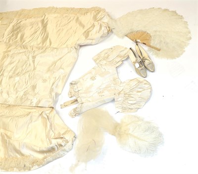 Lot 6120 - An Early 20th Century Part Court Outfit, comprising a cream floral silk brocade short gathered...