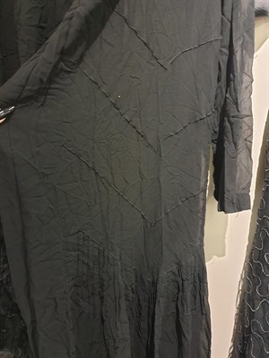 Lot 6125 - Circa 1920s Evening Wear, comprising a black silk sleeveless drop waist dress, with velvet...
