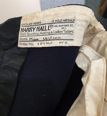 Lot 6130 - Early 20th Century Lady's Navy Wool Riding Habit, comprising a hunting jacket with one button...