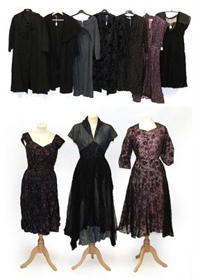 Lot 6140 - Circa 1930s/50s Day and Cocktail Dresses and Coats, comprising a Carnegie Model dress with...