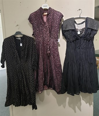 Lot 6140 - Circa 1930s/50s Day and Cocktail Dresses and Coats, comprising a Carnegie Model dress with...