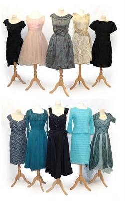 Lot 6169 - Circa 1950s/60s Full Length Evening Dresses, comprising a pale blue  sleeveless Berkertex of...