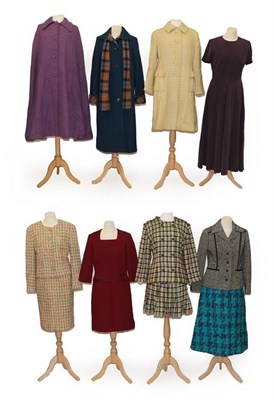 Lot 6174 - Assorted Circa 1960s and Later Ladies' Wool Suits, Cape, Jackets comprising a purple wool long...