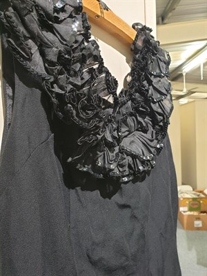 Lot 6175 - Assorted Circa 1960's Evening Wear, comprising a black short sleeved knee length dress with v neck