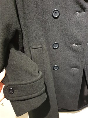 Lot 6183 - Burberry Men's Black Cashmere Wool Trench Coat, styled as a short length overcoat, button fastening